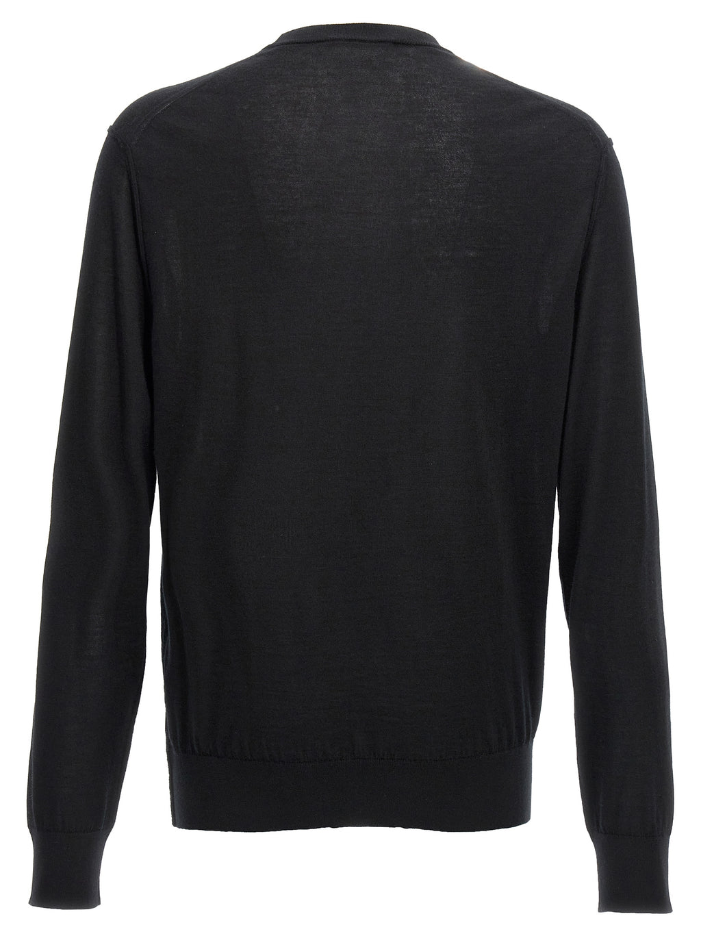 Cardigan en cachemire noir Dolce & Gabbana porté, détail du tissu doux et élégant, mode chic et sophistiquée.