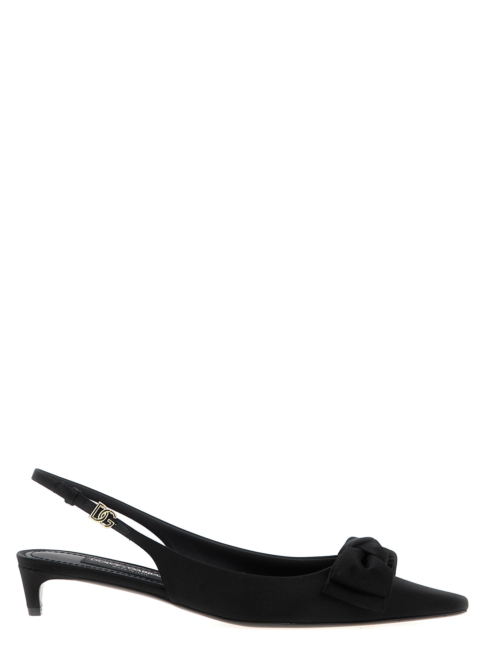 Chaussures à talons mi-hauts Dolce & Gabbana en viscose noire, élégantes et sophistiquées, vues de face.