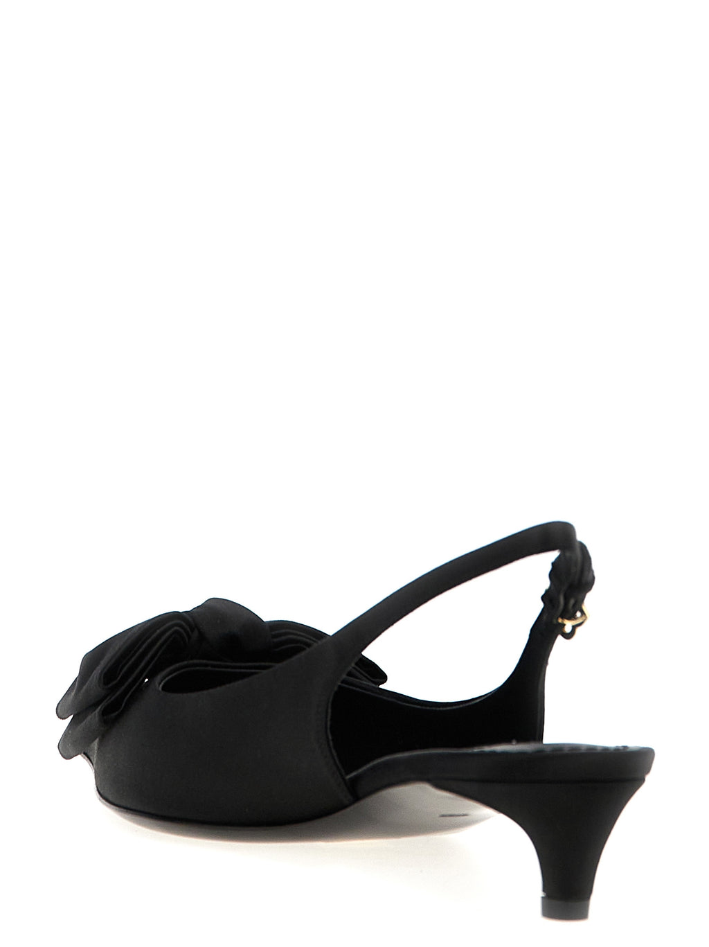 Chaussures à talons moyens noires Dolce & Gabbana en viscose, élégantes et sophistiquées, vues de côté.