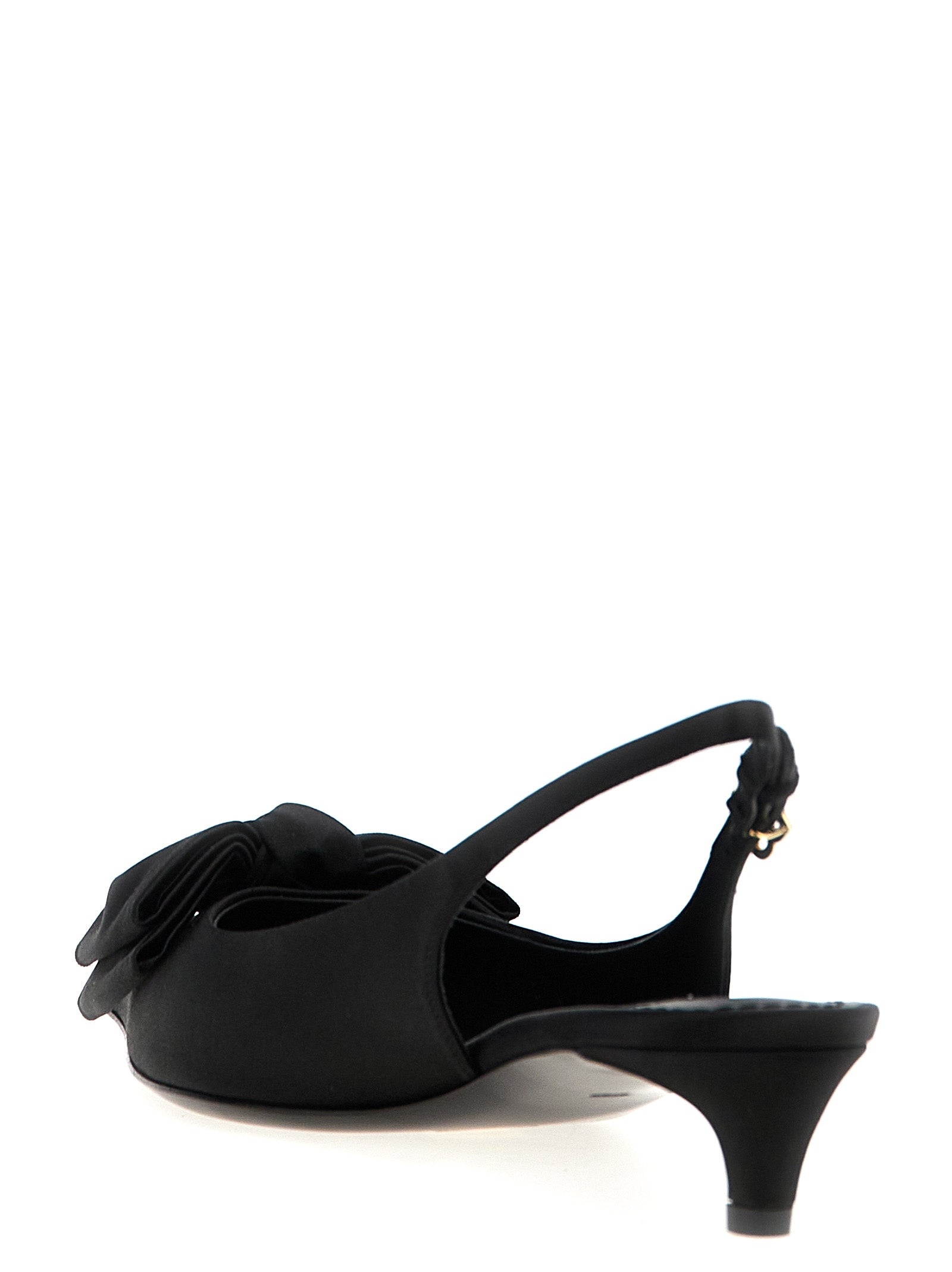 Chaussures à talons moyens noires Dolce & Gabbana en viscose, élégantes et sophistiquées, vues de côté.