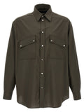 Chemise en laine bicolore Fendi, mode élégante avec détails sophistiqués, vue de face.