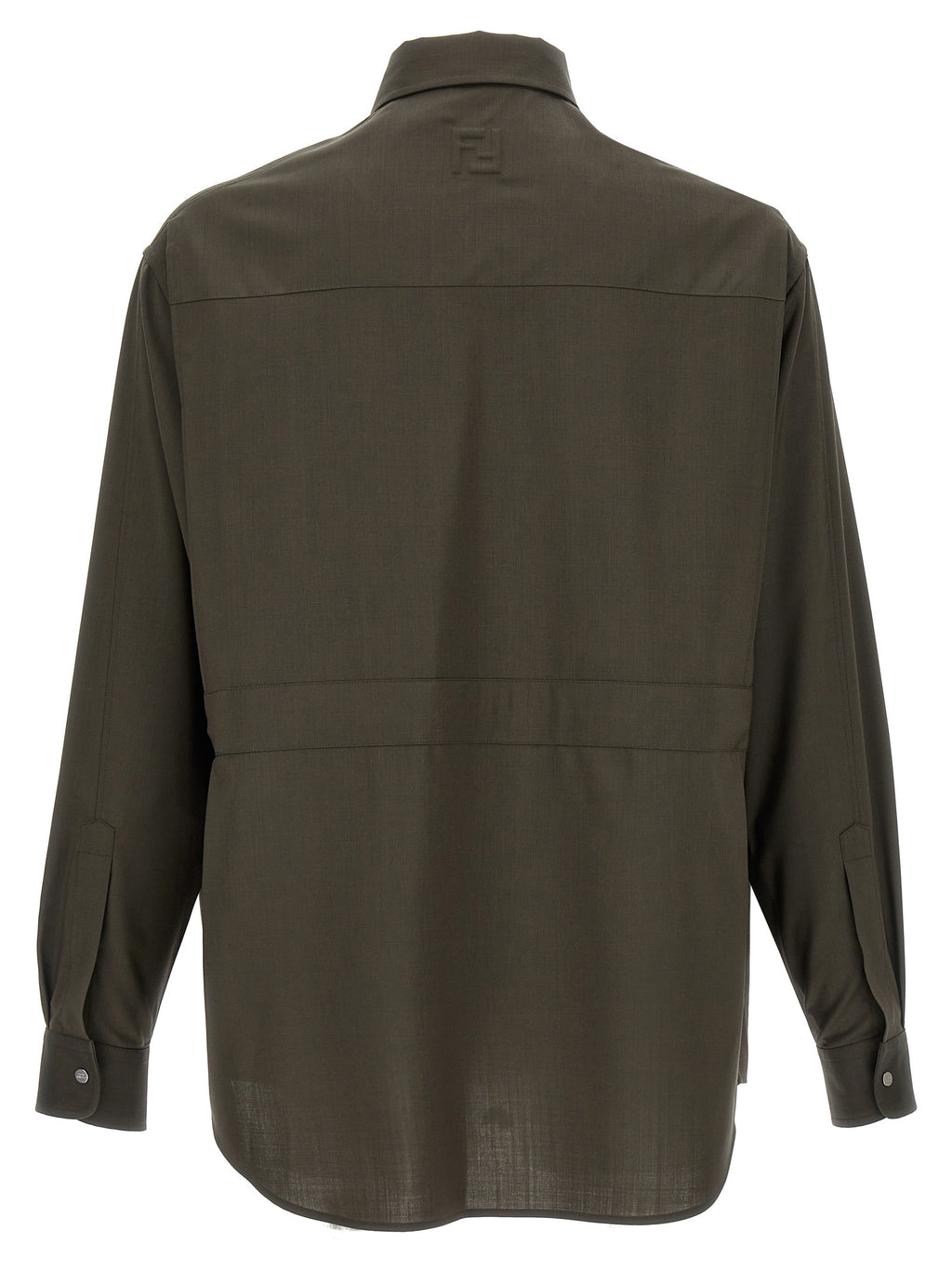 Blouse en laine bicolore Fendi avec manches longues et col en V, modèle élégant et tendance.