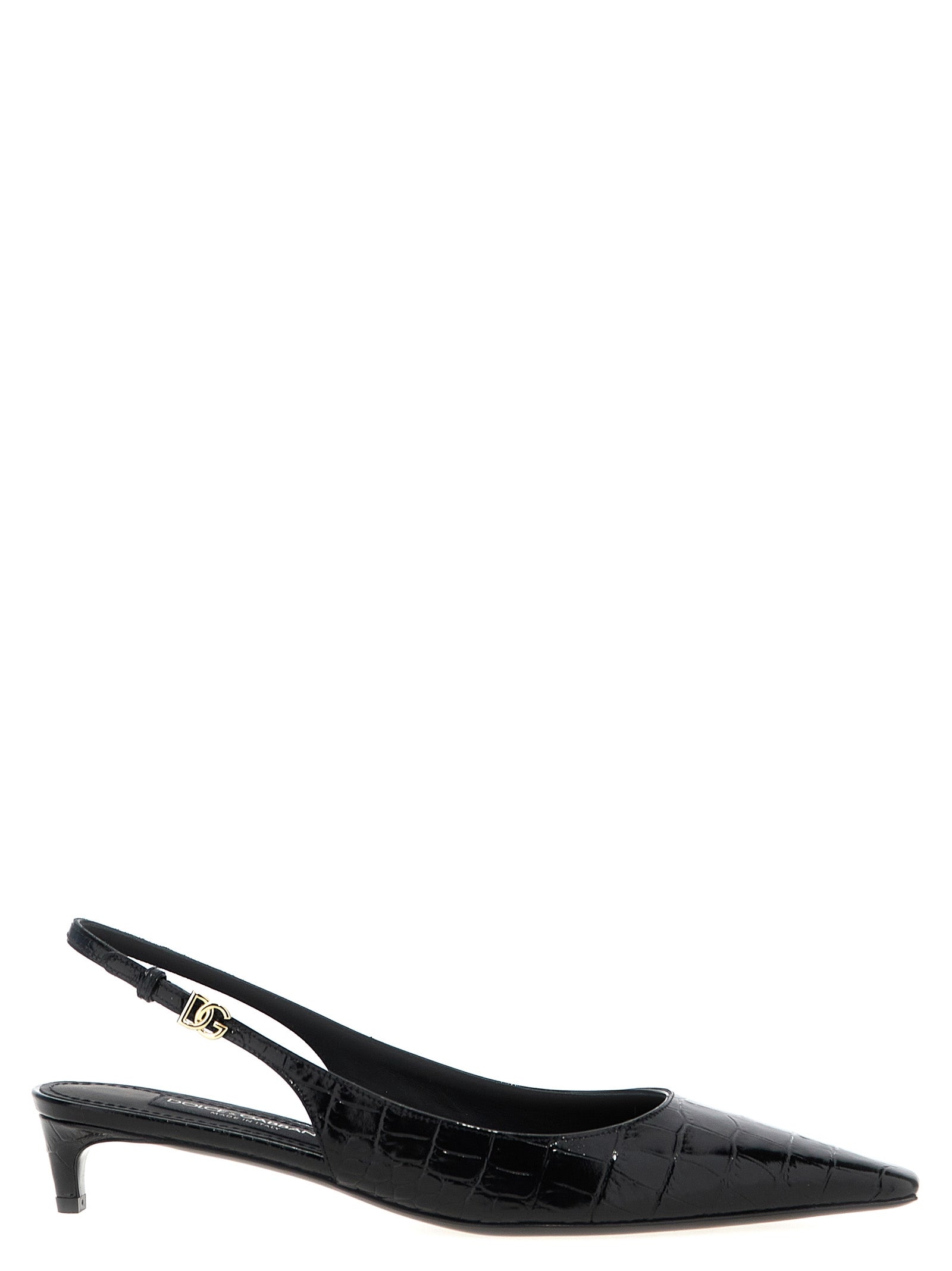Chaussures Dolce & Gabbana en cuir de veau noir, escarpins à talon moyen élégants et sophistiqués.