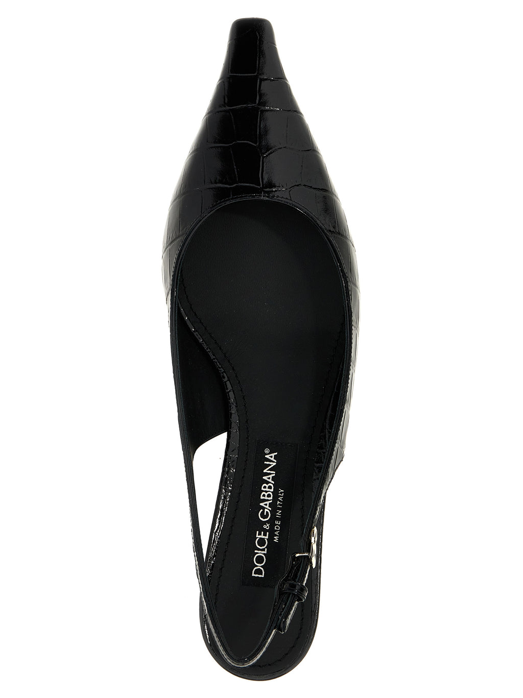 Chaussures à talons moyens en cuir de veau noir de Dolce & Gabbana, élégantes et sophistiquées.