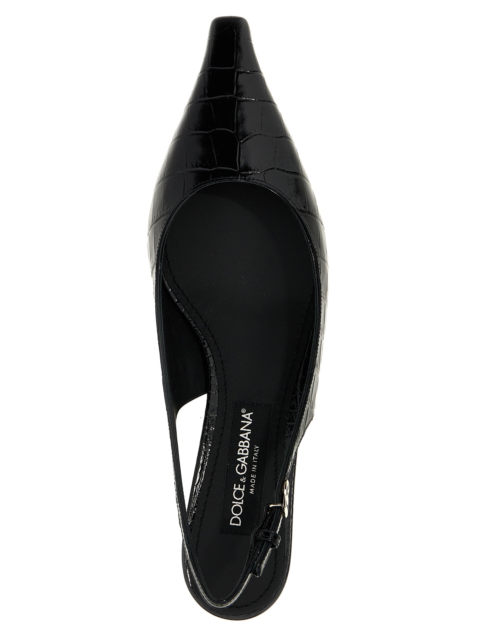 Chaussures à talons moyens en cuir de veau noir de Dolce & Gabbana, élégantes et sophistiquées.