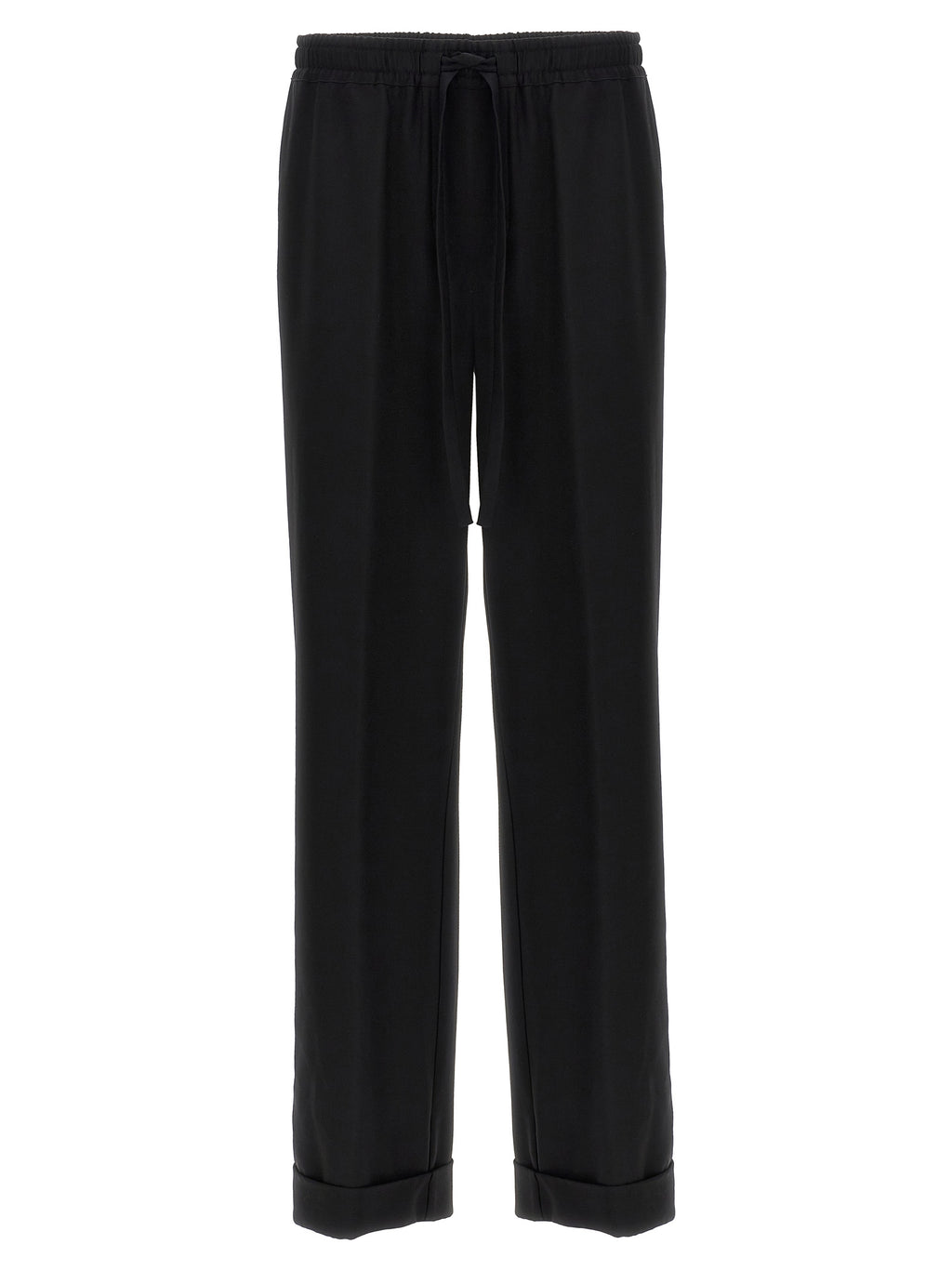 Pantalon décontracté en laine vierge noire de Dolce & Gabbana, style élégant et confortable pour un look chic.