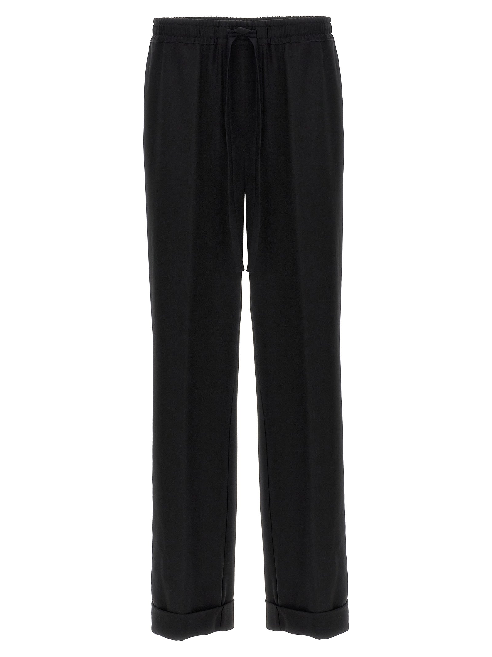 Pantalon décontracté en laine vierge noire de Dolce & Gabbana, style élégant et confortable pour un look chic.