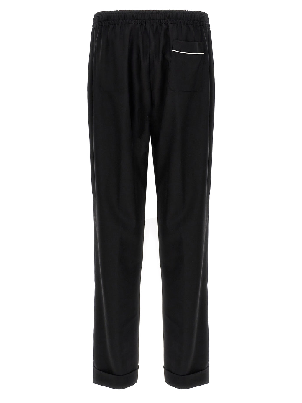 Pantalons décontractés en laine vierge noire de Dolce & Gabbana, style élégant et confortable pour un look chic.