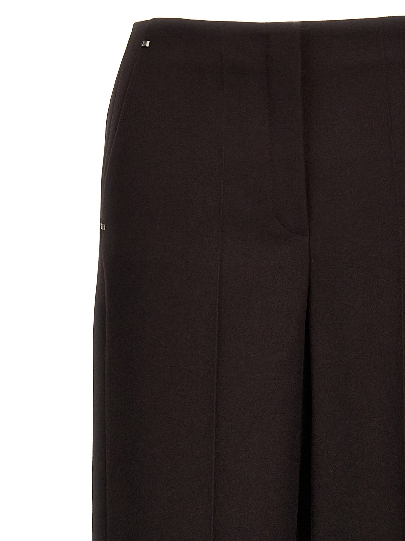 Pantalons de costume violets en laine vierge Fendi, coupe élégante et tissu de haute qualité, visibles sur l'image.
