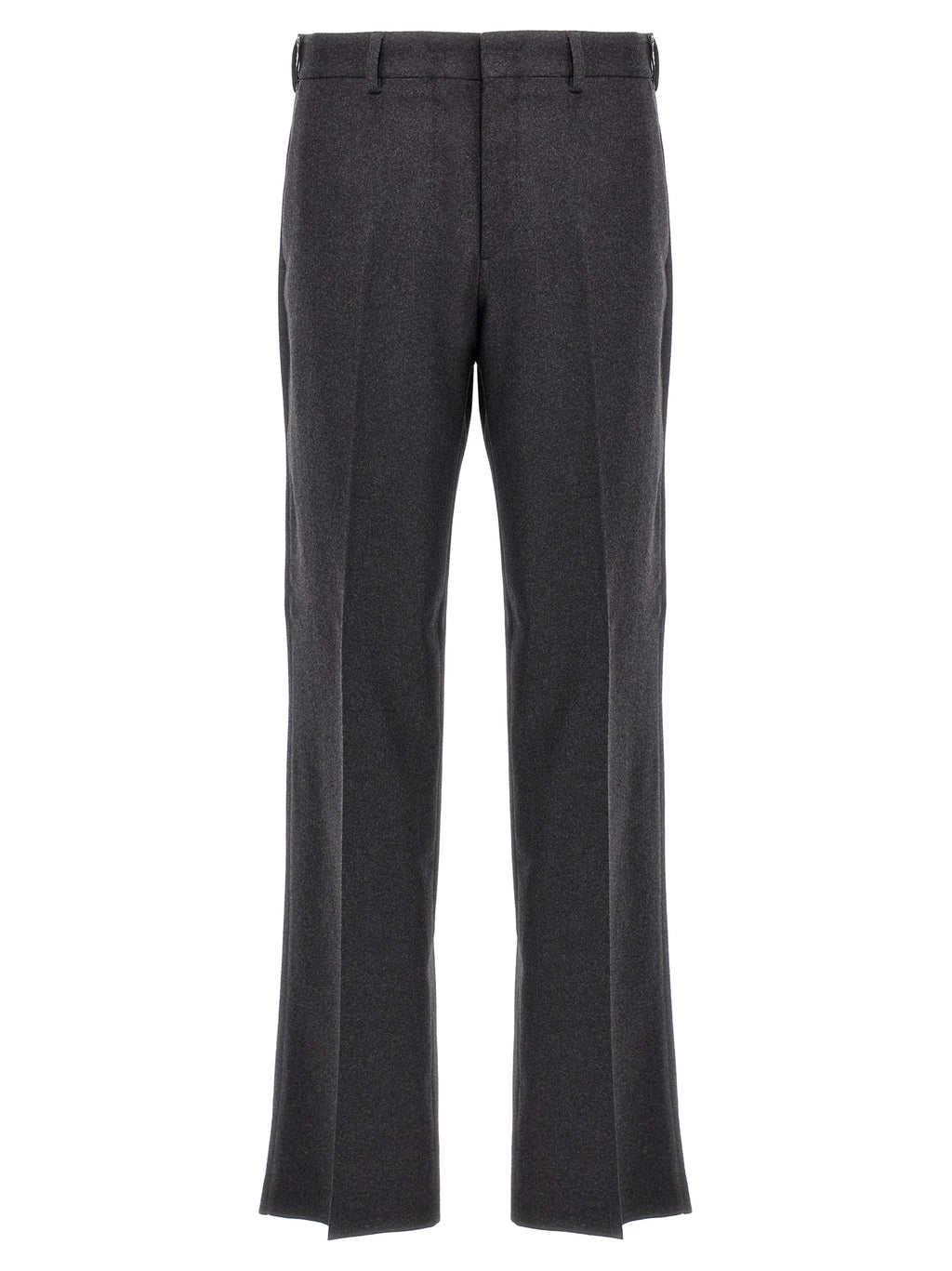 Pantalon décontracté gris en cachemire de marque Fendi, coupe confortable et élégante, visible en gros plan.