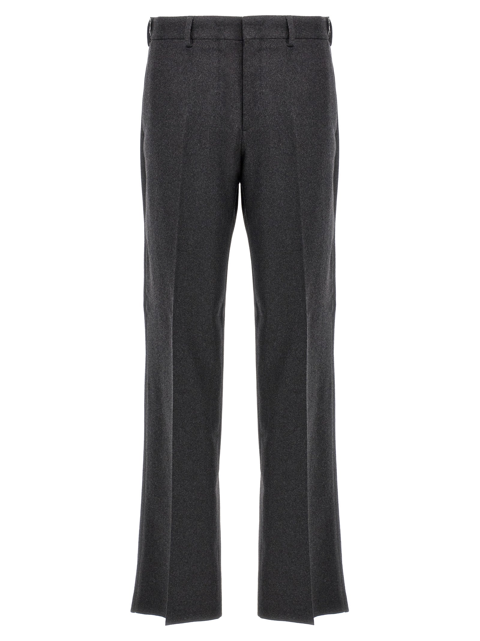 Pantalon décontracté gris en cachemire de marque Fendi, coupe confortable et élégante, visible en gros plan.