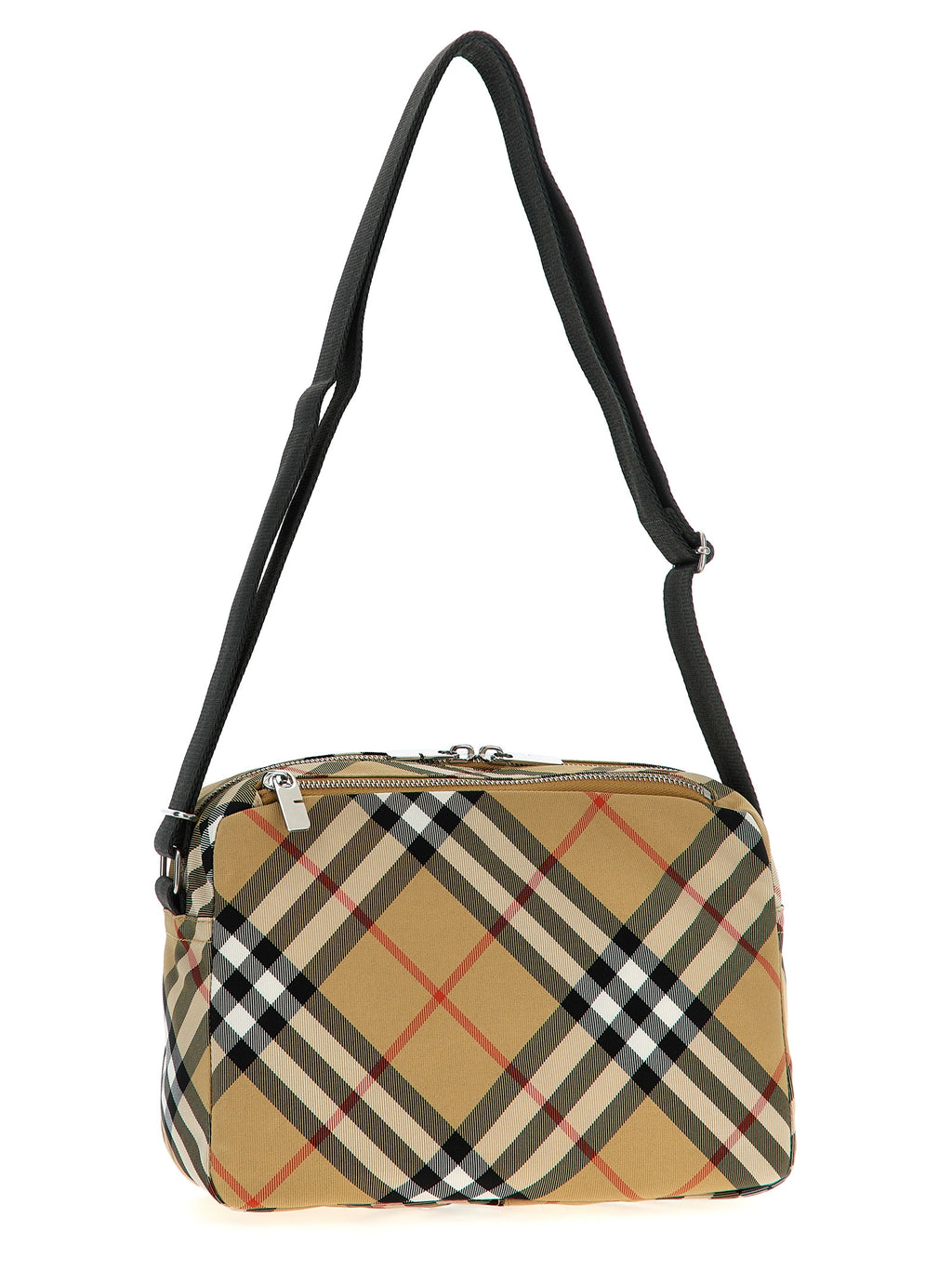 Sac bandoulière beige en polyester de Burberry, avec détails élégants et logo visible, idéal pour un style chic et pratique.