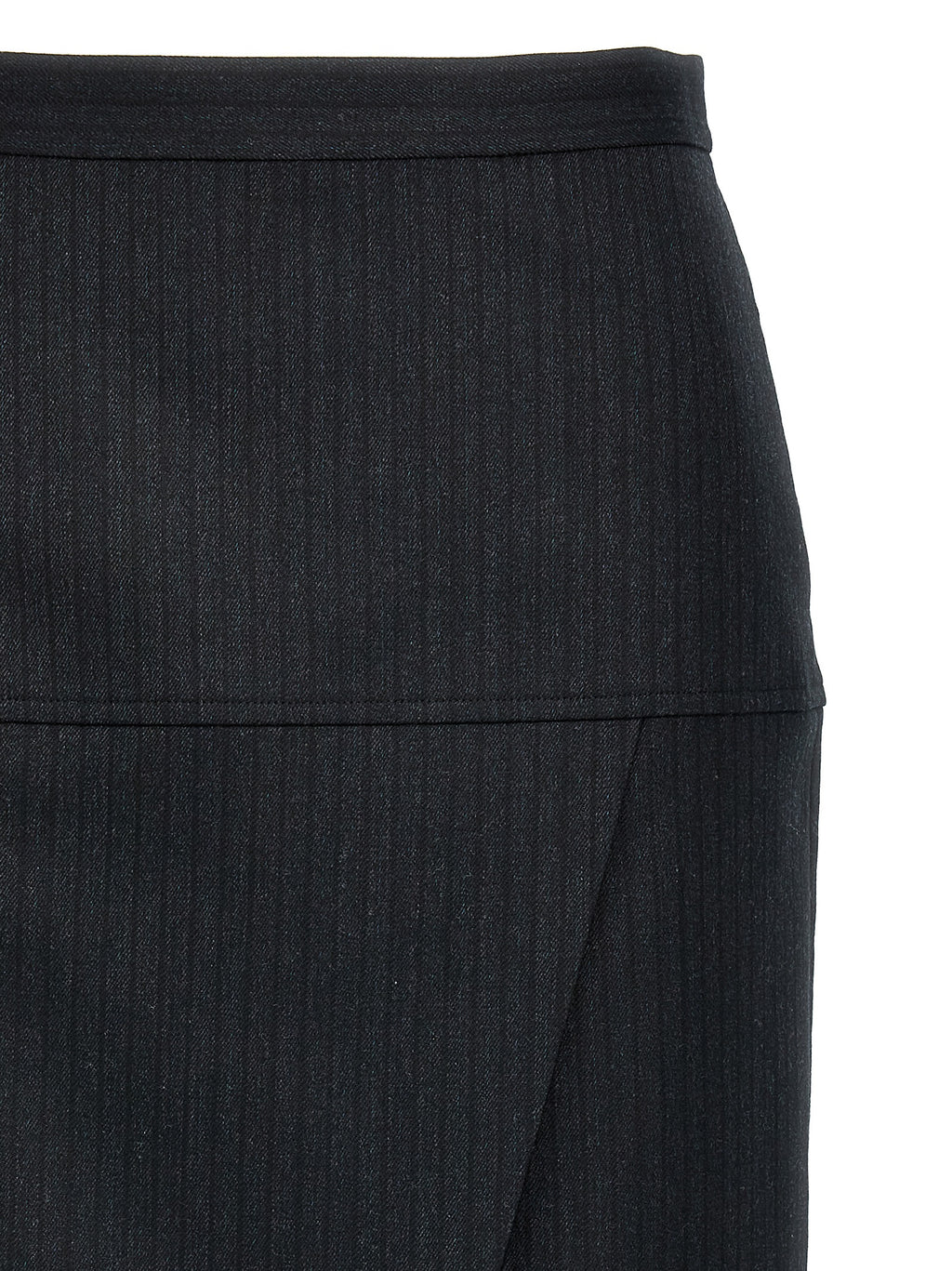 Jupe midi en laine vierge grise de Fendi, élégante et fluide, avec une coupe sophistiquée et un fini impeccable.