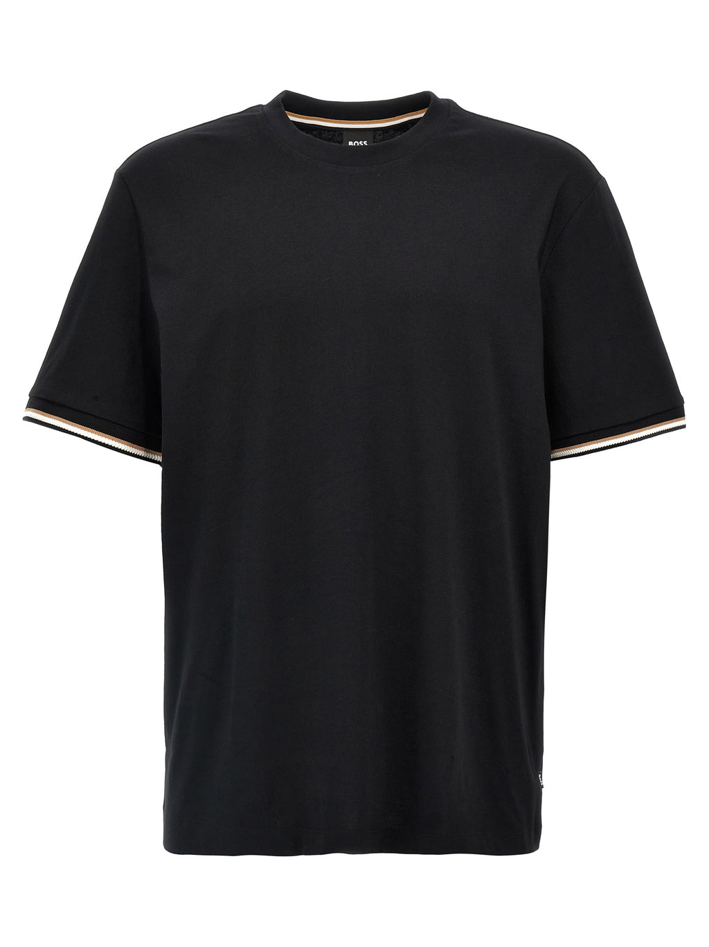 T-shirt en coton noir de Hugo Boss, coupe classique, logo discret sur la poitrine, idéal pour un style décontracté.