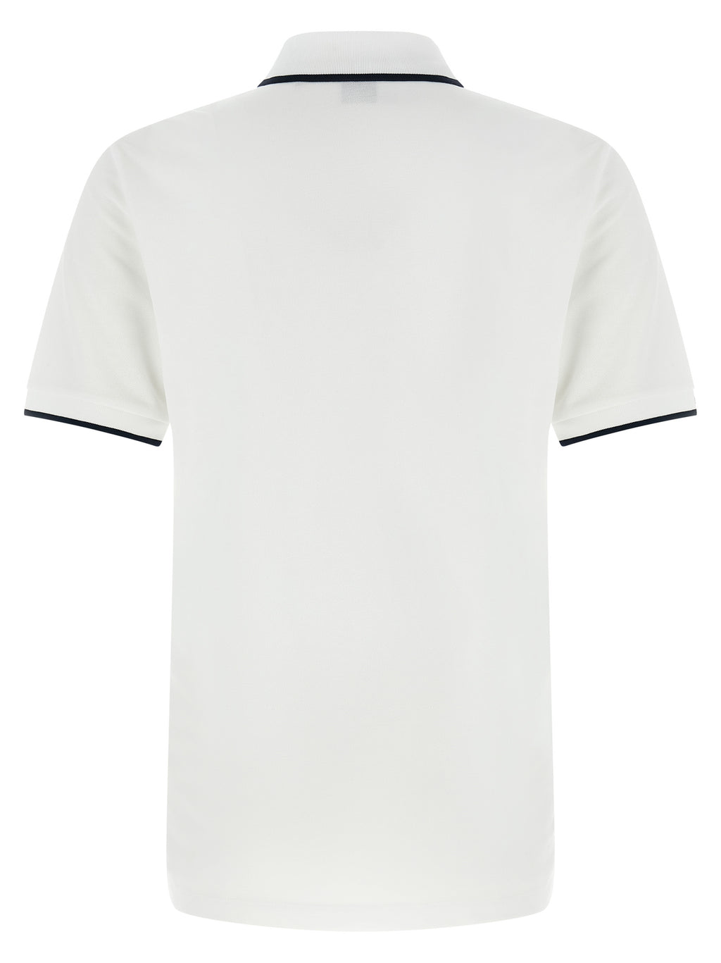 Chemise polo blanche en coton de la marque Hugo Boss, avec col classique et logo discret sur la poitrine.