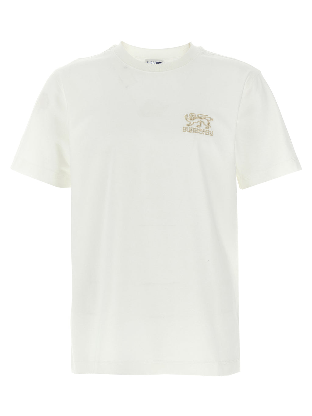 T-shirt blanc en coton de la marque Burberry, coupe classique avec logo discret visible sur le devant.