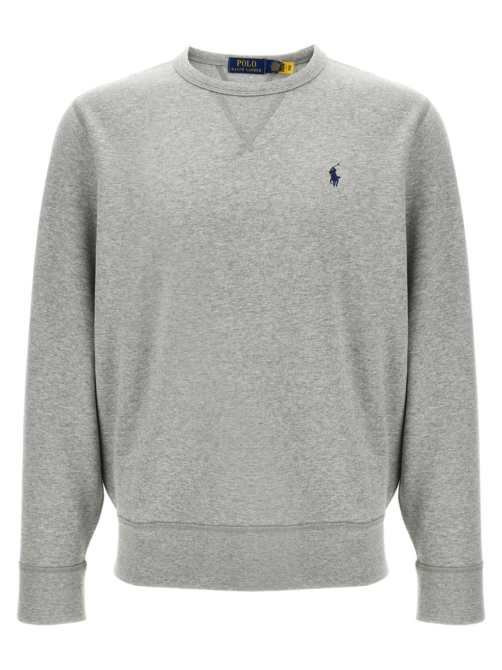 Sweatshirt en coton gris de Polo Ralph Lauren, coupe décontractée, logo emblématique sur la poitrine, parfait pour un style casual.