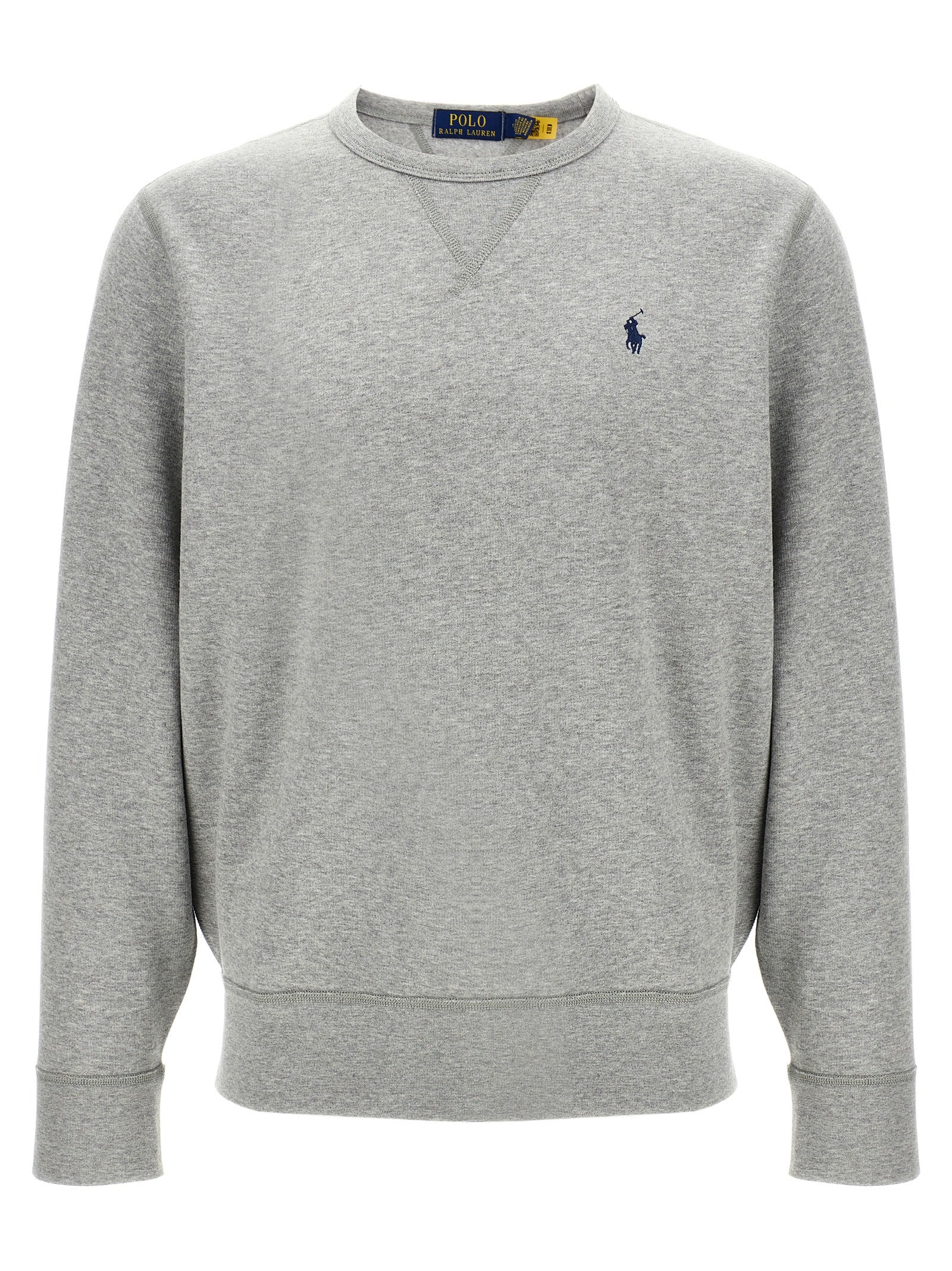 Sweatshirt en coton gris de Polo Ralph Lauren, coupe décontractée, logo emblématique sur la poitrine, parfait pour un style casual.