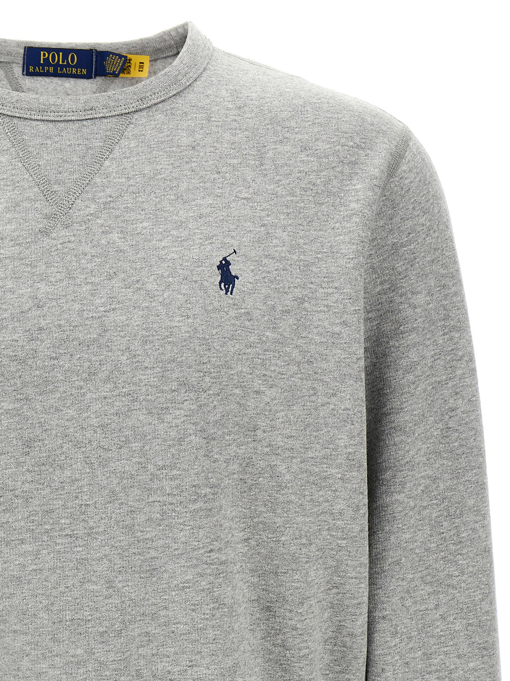 Sweatshirt en coton gris de Polo Ralph Lauren, coupe décontractée, avec logo brodé sur la poitrine.