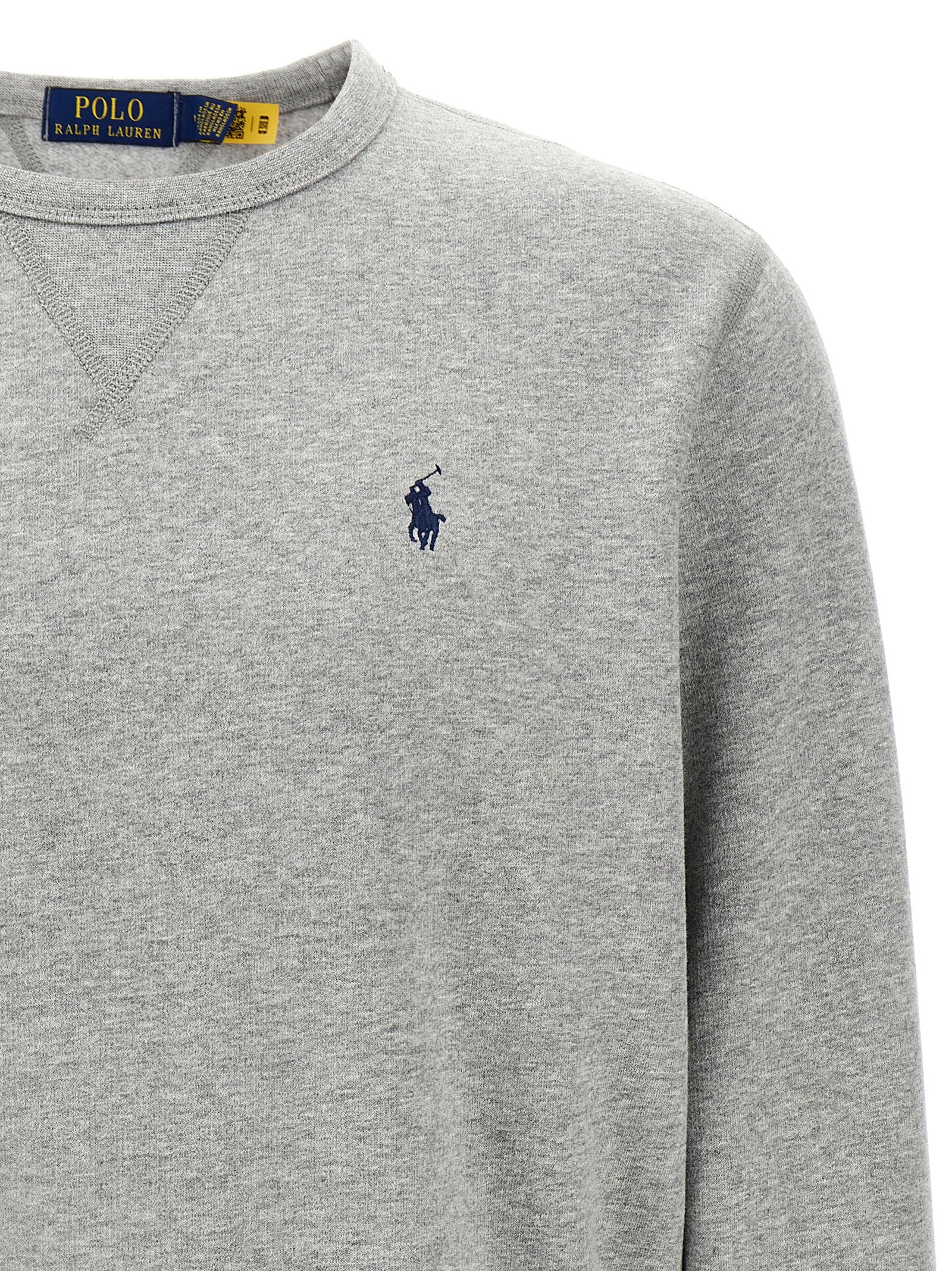 Sweatshirt en coton gris de Polo Ralph Lauren, coupe décontractée, avec logo brodé sur la poitrine.