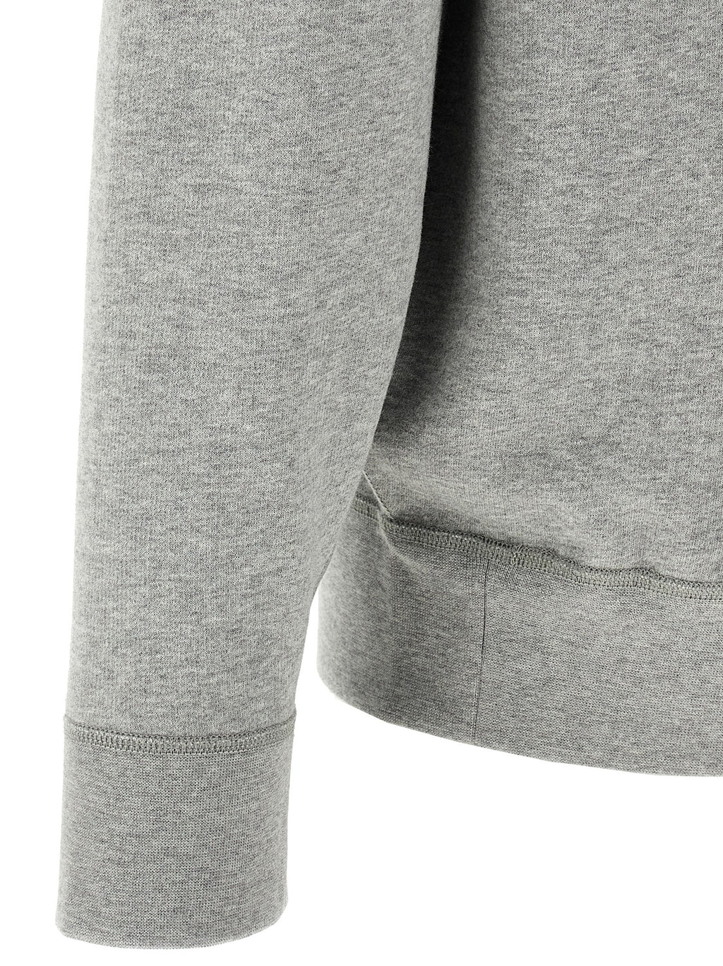 Sweatshirt en coton gris de Polo Ralph Lauren porté par un mannequin, vue de face, avec col rond et logo brodé sur la poitrine.