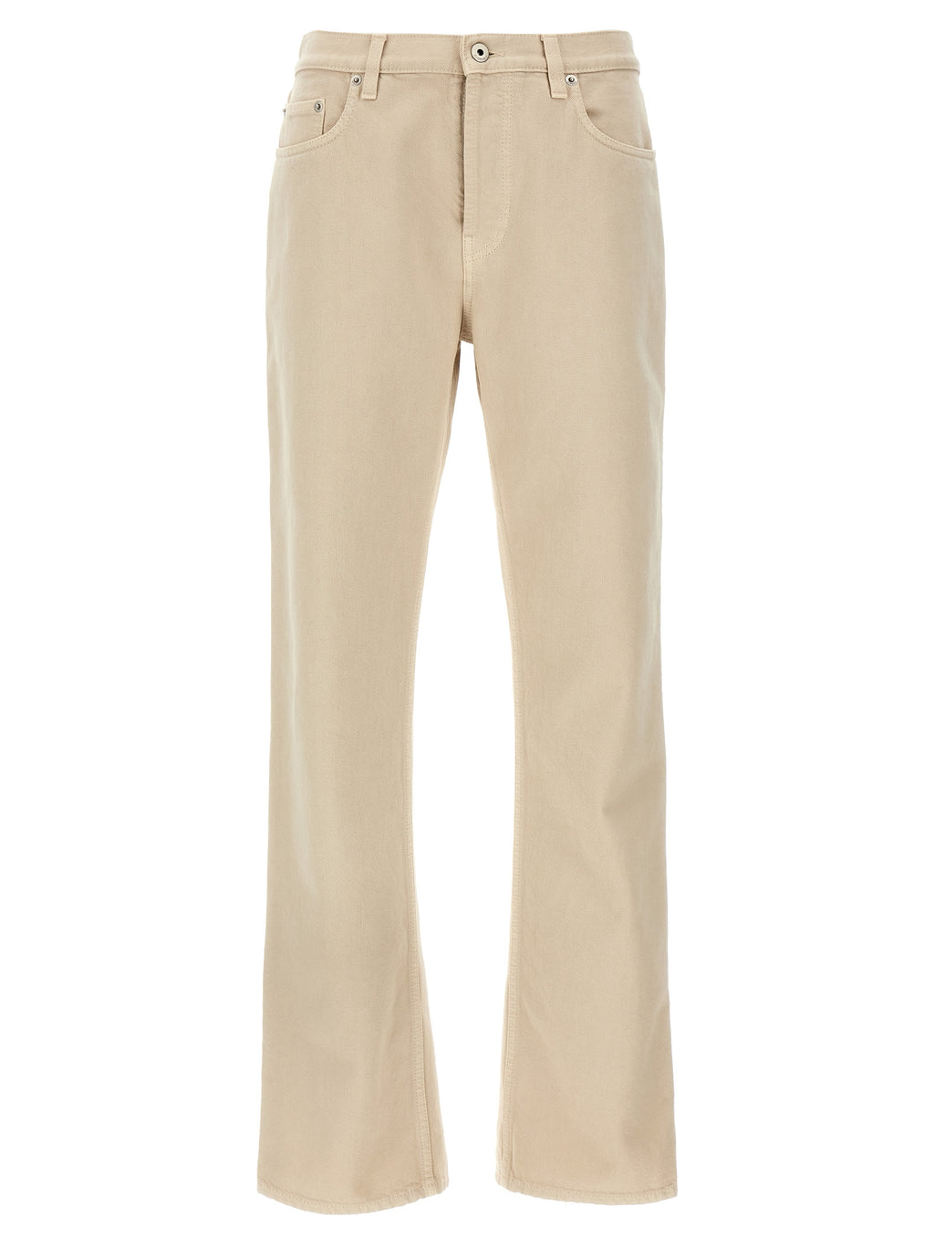 Pantalons décontractés en coton beige de Burberry, coupe classique, avec ceinture ajustable, parfaits pour un style élégant et confortable.