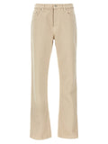 Pantalons décontractés en coton beige de Burberry, coupe classique, avec ceinture ajustable, parfaits pour un style élégant et confortable.