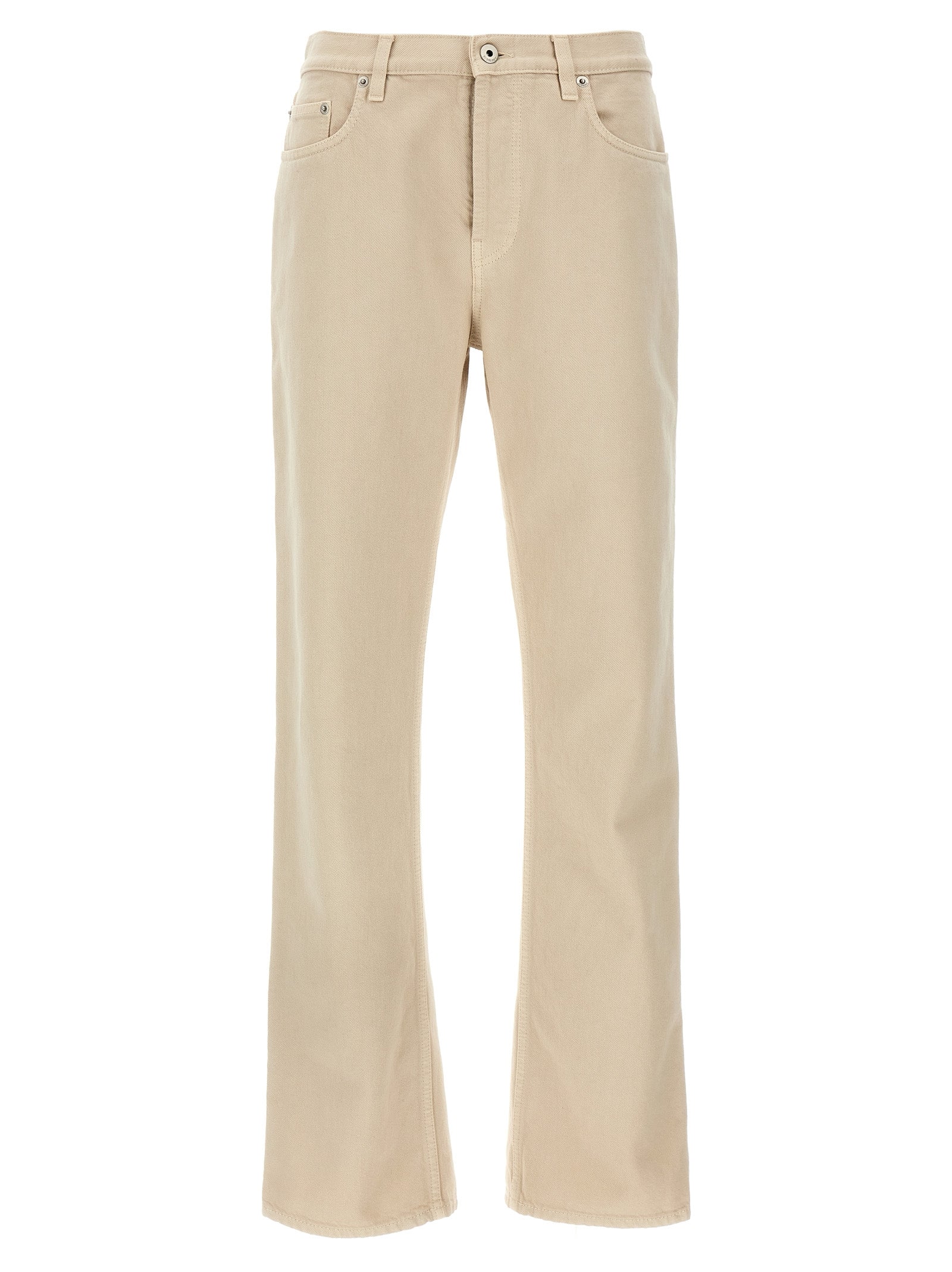 Pantalons décontractés en coton beige de Burberry, coupe classique, avec ceinture ajustable, parfaits pour un style élégant et confortable.