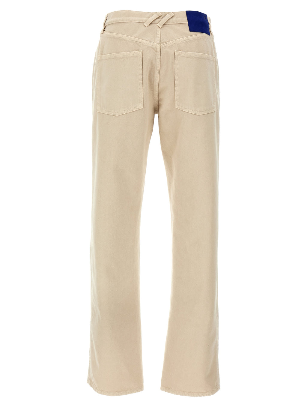 Pantalons décontractés en coton beige de Burberry, style casual, avec coupe droite et détails élégants.