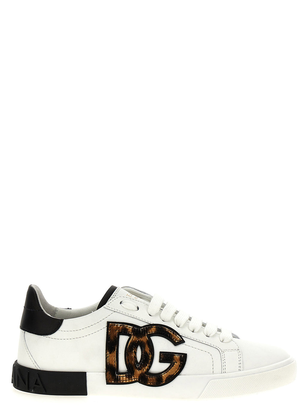 Chaussures basses Dolce & Gabbana en cuir de veau multicolore, sneakers à semelle plate et design élégant.