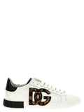 Chaussures basses Dolce & Gabbana en cuir de veau multicolore, sneakers à semelle plate et design élégant.