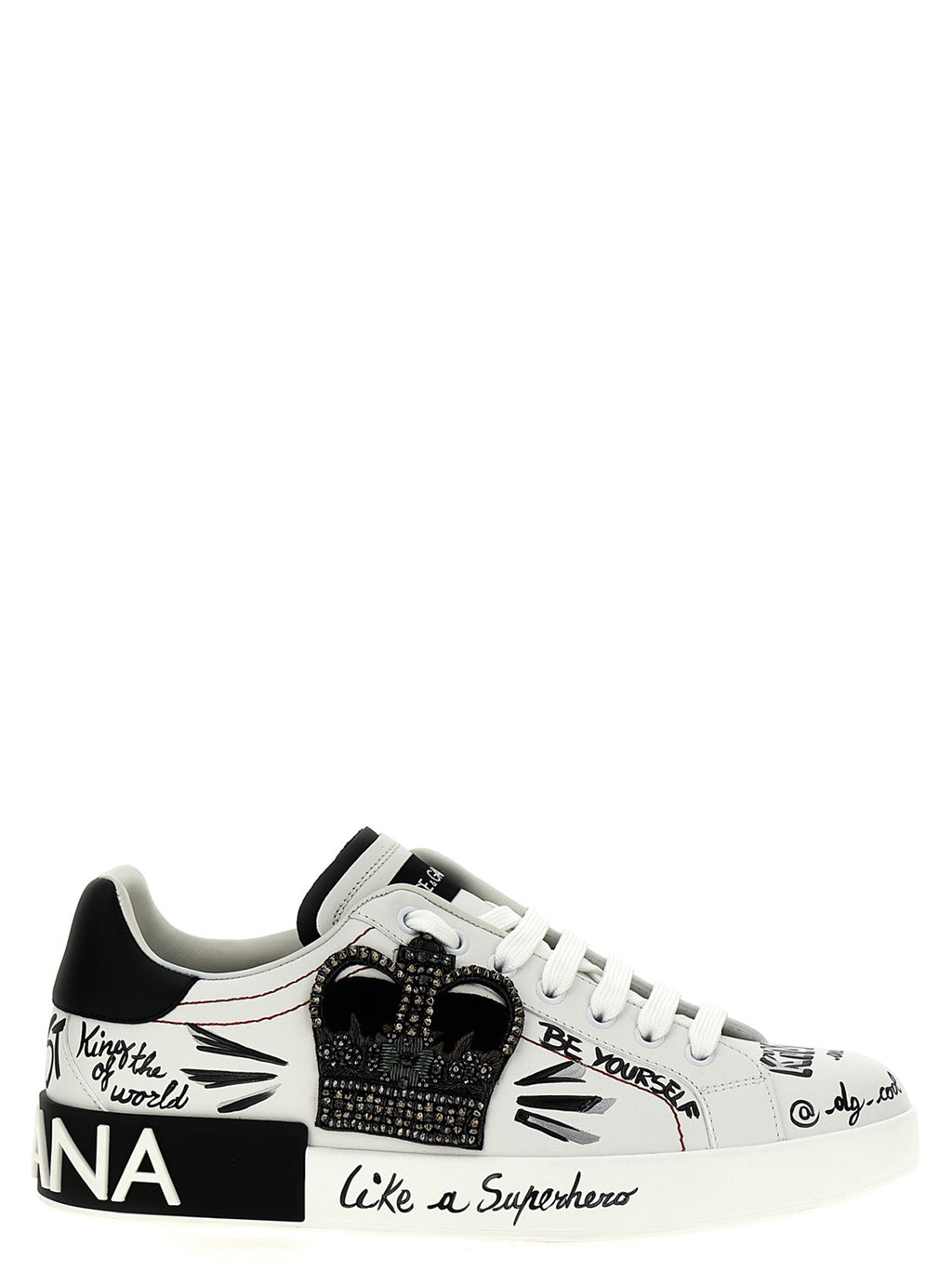 Sneakers bicolores en cuir de veau Dolce & Gabbana, style moderne avec détails élégants pour femme.