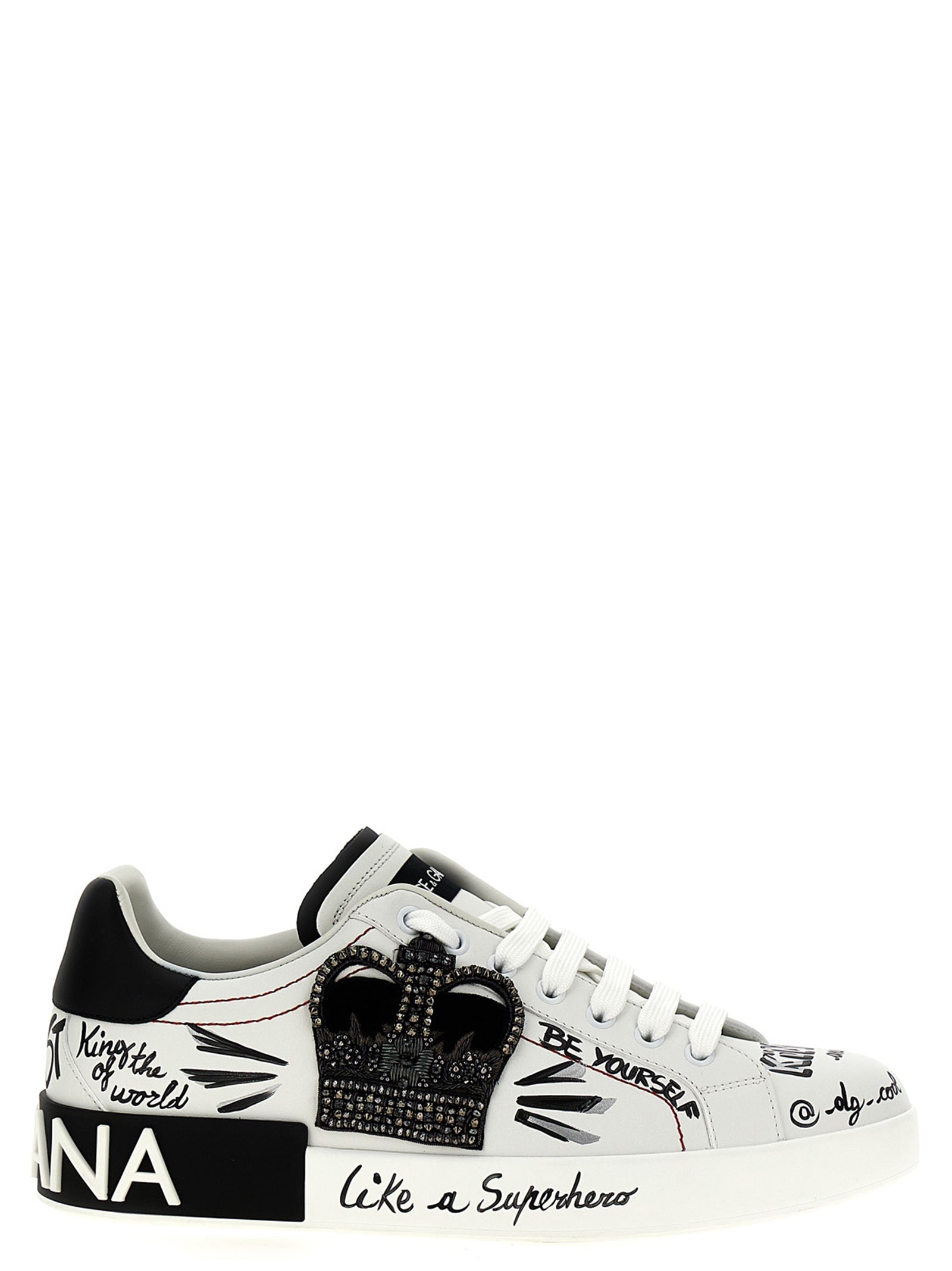 Sneakers bicolores en cuir de veau Dolce & Gabbana, style moderne avec détails élégants pour femme.