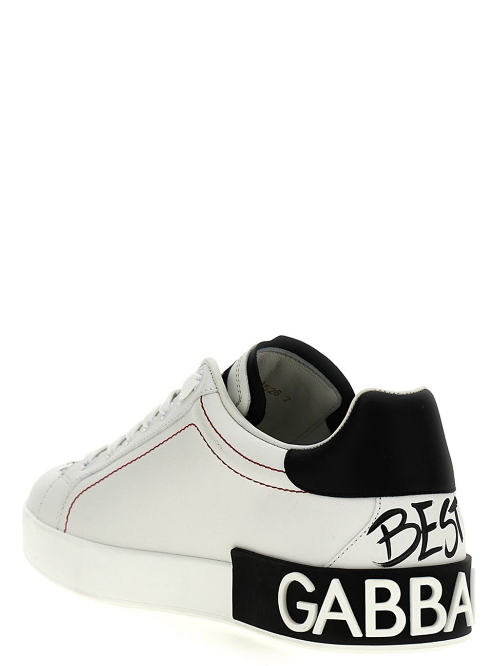 Sneakers bicolores en cuir de veau Dolce & Gabbana, style décontracté avec semelle blanche et design tendance.