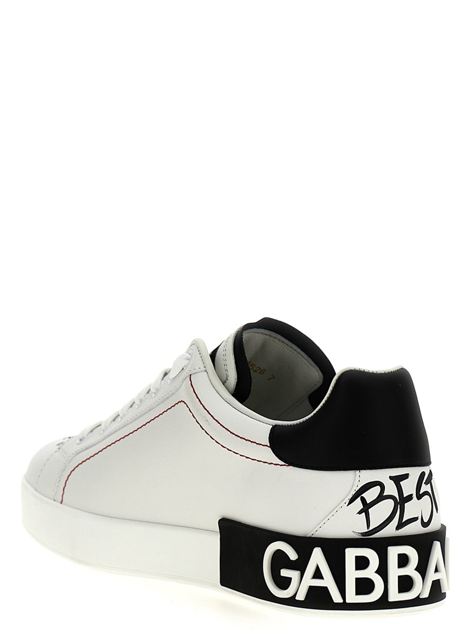 Sneakers bicolores en cuir de veau Dolce & Gabbana, style décontracté avec semelle blanche et design tendance.