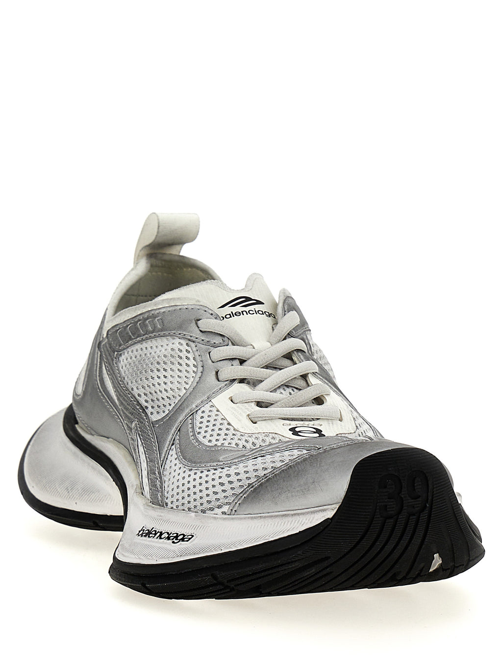 Chaussures de sport grises Balenciaga en polyester, baskets athlétiques modernes avec semelle épaisse et design tendance.
