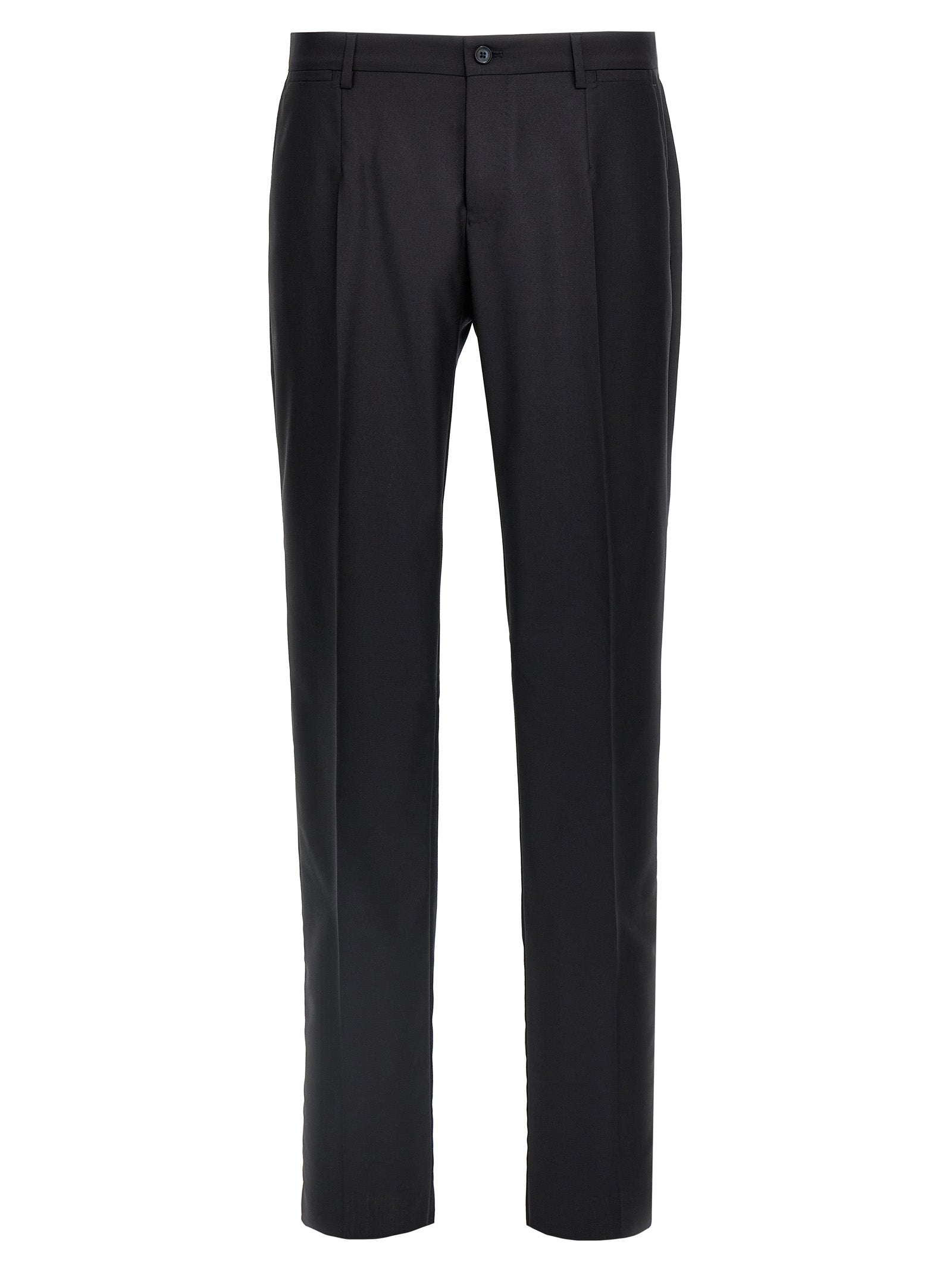 Costume deux pièces en laine vierge bleue Dolce & Gabbana, veste et pantalon élégants pour homme.