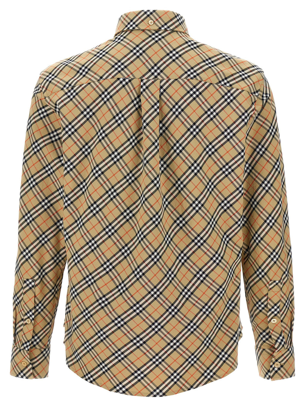 Blouse en coton beige de Burberry, coupe décontractée, avec col classique et manches longues, parfaite pour un style élégant.