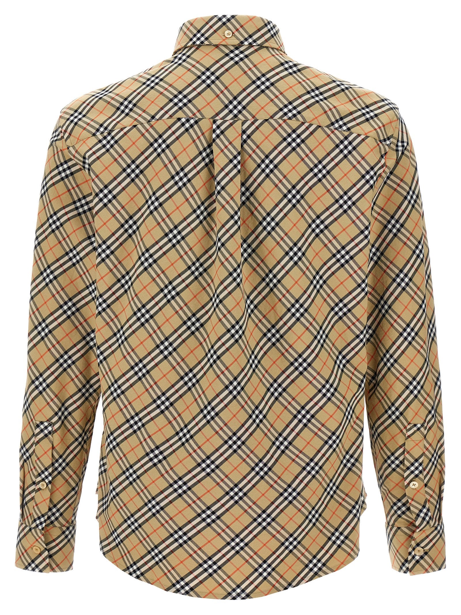 Blouse en coton beige de Burberry, coupe décontractée, avec col classique et manches longues, parfaite pour un style élégant.