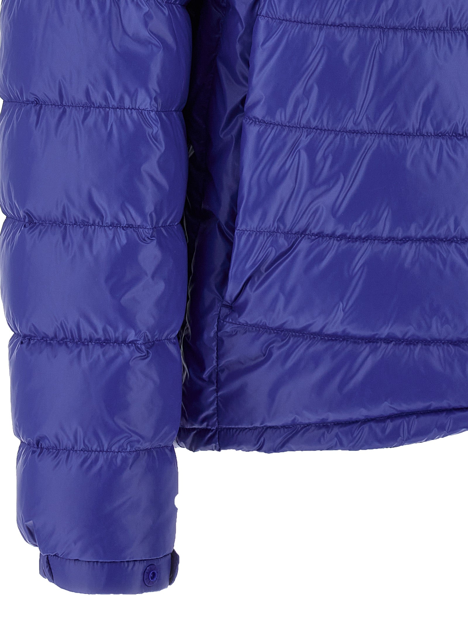 Moncler Blaue Polyamid-Jacke in voller Länge