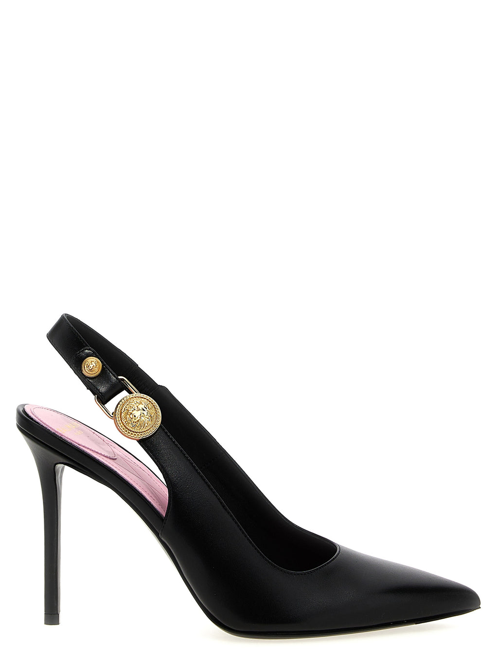 Escarpins noirs en cuir de veau de Balmain, talons hauts élégants et finition sophistiquée pour femme.