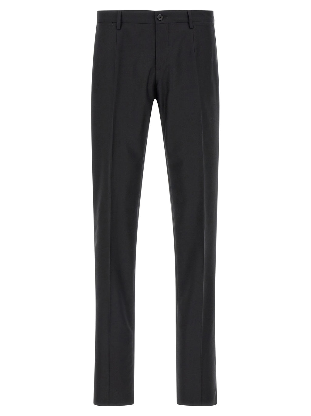 Costume deux pièces en laine vierge noire Dolce & Gabbana, veste et pantalon élégants pour homme.