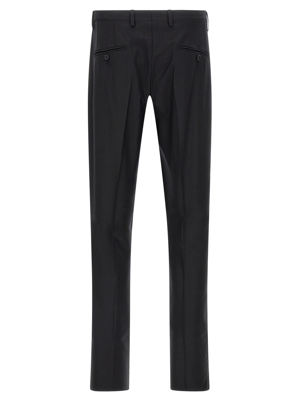 Costume deux pièces en laine vierge noire Dolce & Gabbana, veste et pantalon élégants pour homme.
