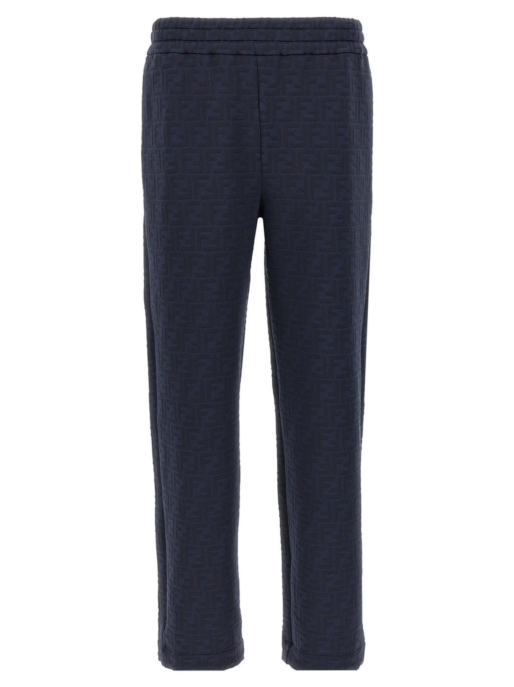 Pantalons de jogging en polyester bleu de la marque Fendi, vêtements de sport confortables avec logo Fendi visible.