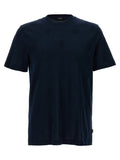 T-shirt en coton bleu Hugo Boss, vêtement décontracté avec logo discreet, porté sur mannequin.