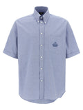 Chemise bleue en coton de la marque Fendi, vue de face, avec détails de la texture et du col.