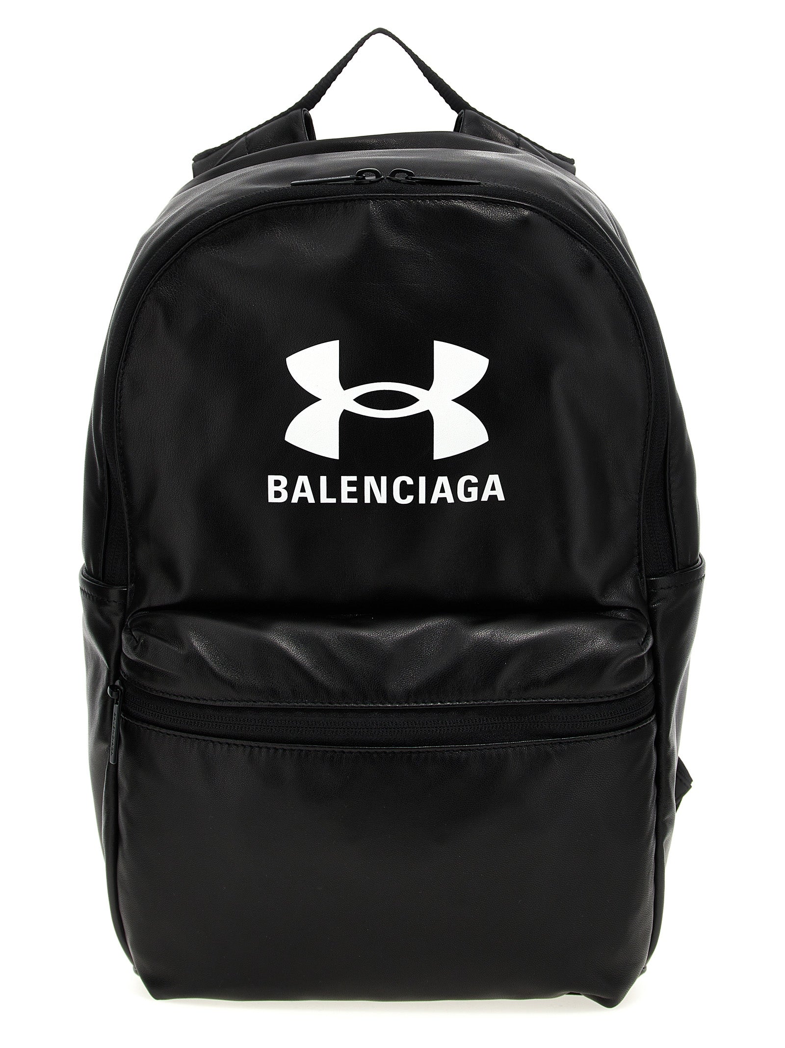 Sac à dos Balenciaga en cuir d'agneau bicolore, avec design élégant et détails modernes, visible de face dans l'image.