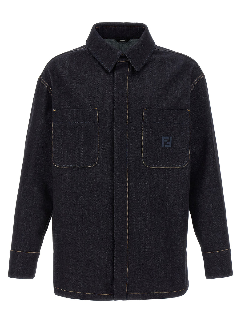 Veste en denim coton bleue de Fendi, style décontracté avec détails stylés, visible sur l'image.