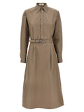 Robe midi grise en coton de la marque Fendi, vêtement élégant avec coupe fluide et détails sophistiqués.