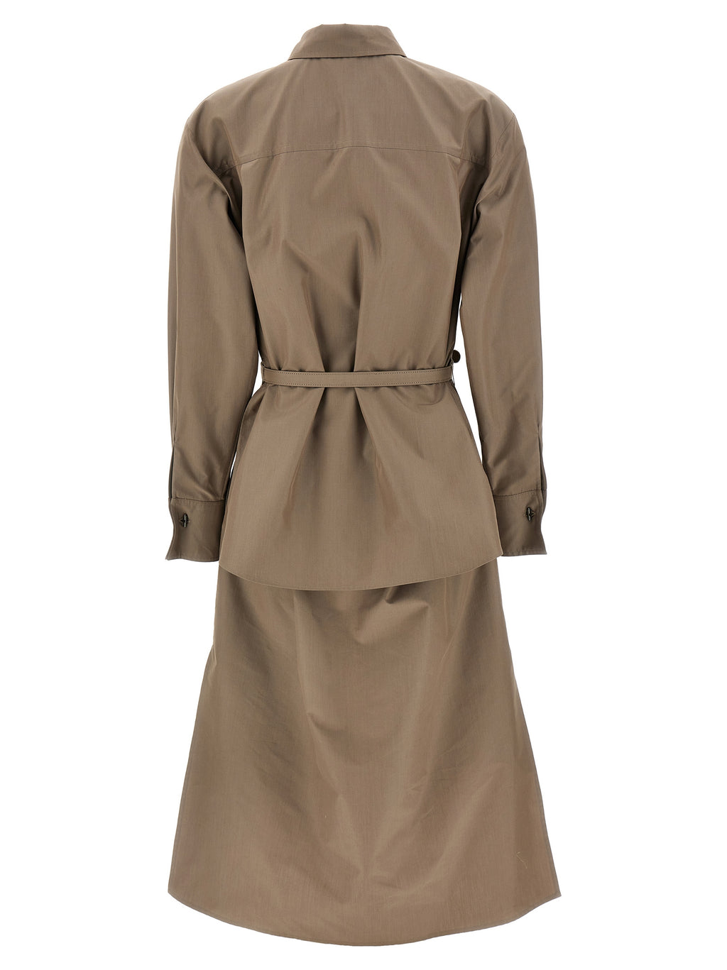 Robe midi en coton gris de Fendi, élégante et décontractée, avec détails sophistiqués visibles sur l'image.